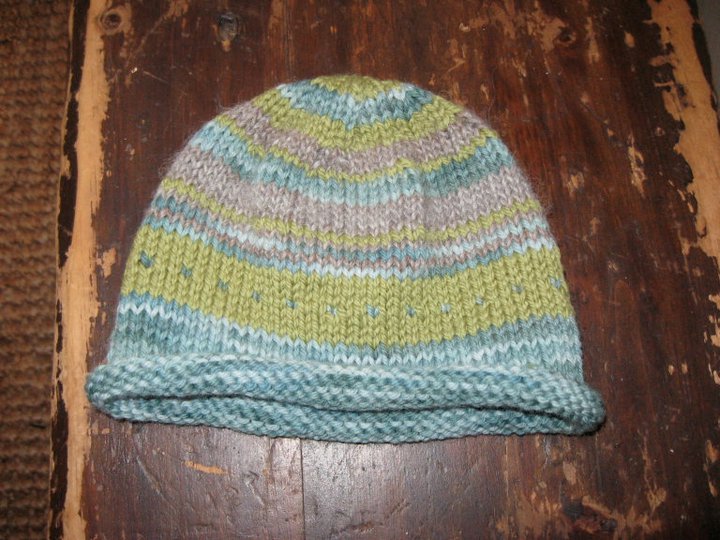 Handmade by Leanne Baby Hat Mix of hand dyed wool, green alpaca and rose grey alpaca